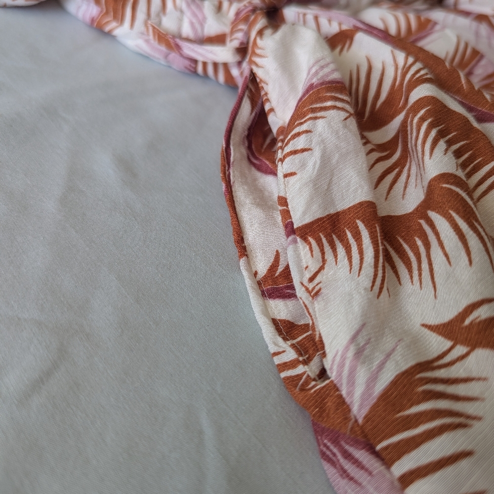 Anthropologie Button Front Linen Blend Tropical Print Dress - Picture 13 of 14